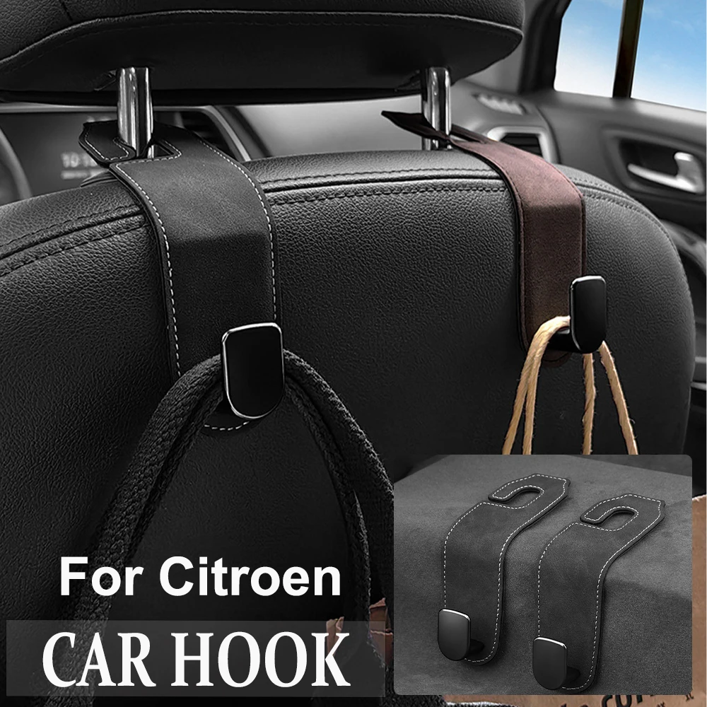 2024 Car Seat Headrest Hook For Citroen C5 C5X C6 C3-XR C1 C3 C4 Berlingo C-zero C-Crosser Suede Car Storage Holder