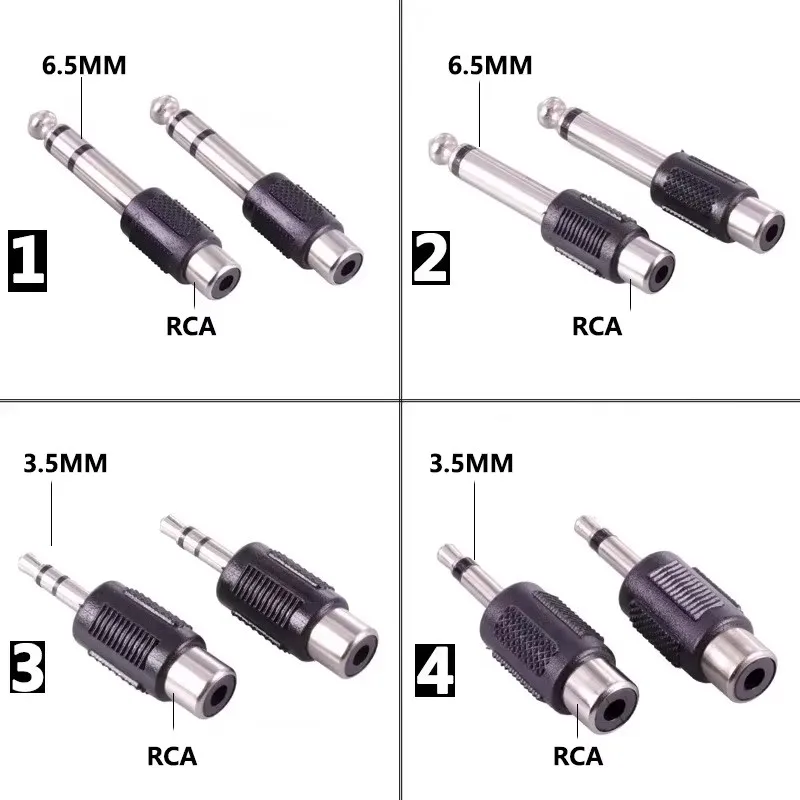 5PCS 6.35mm/3.5mm Stereo/Mono Male To RCA Lotus Female Consonant Jack Adapter Headphone Audio Transfer