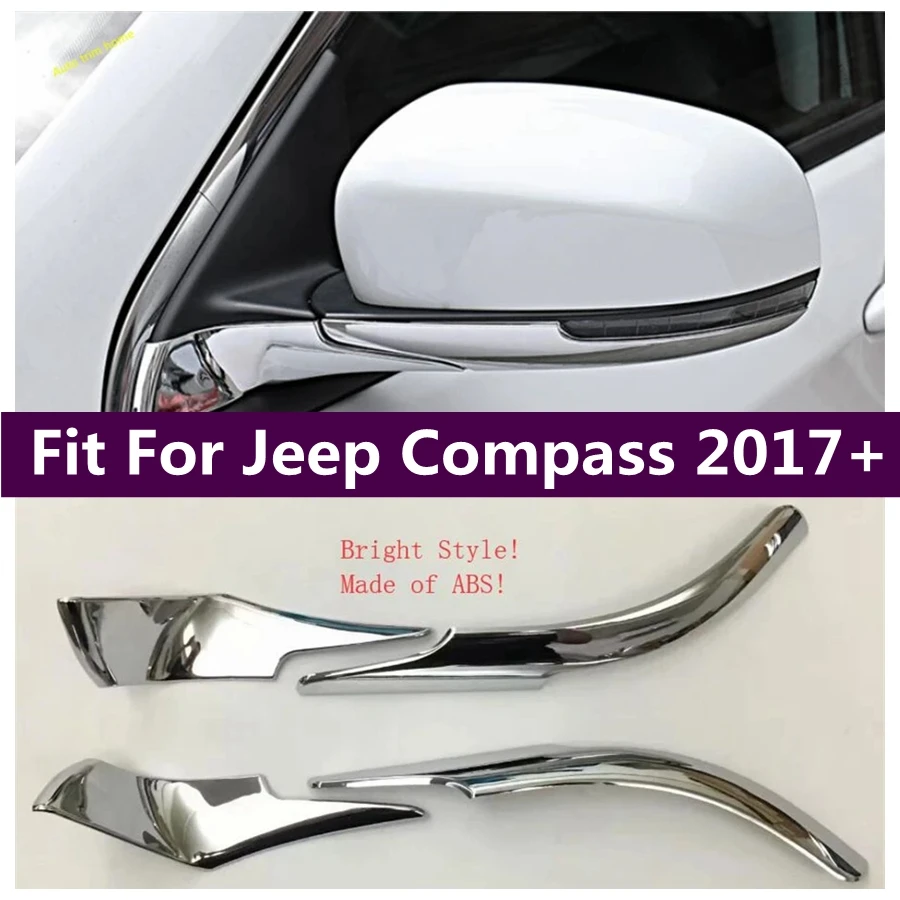 Outside Door Mirror Protection Decoration Strips Streamer Cover Trim Fit For Jeep Compass 2017 - 2024 ABS Chrome Car Accessories