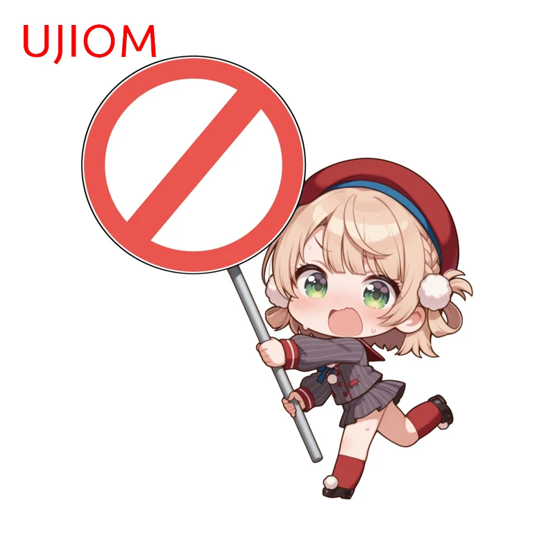 UJIOM Blue Archive Girls Prohibition Sign Wall Stickers Creative Cute Wall Panels Door Stopper Decal Eye-catching Home Decor