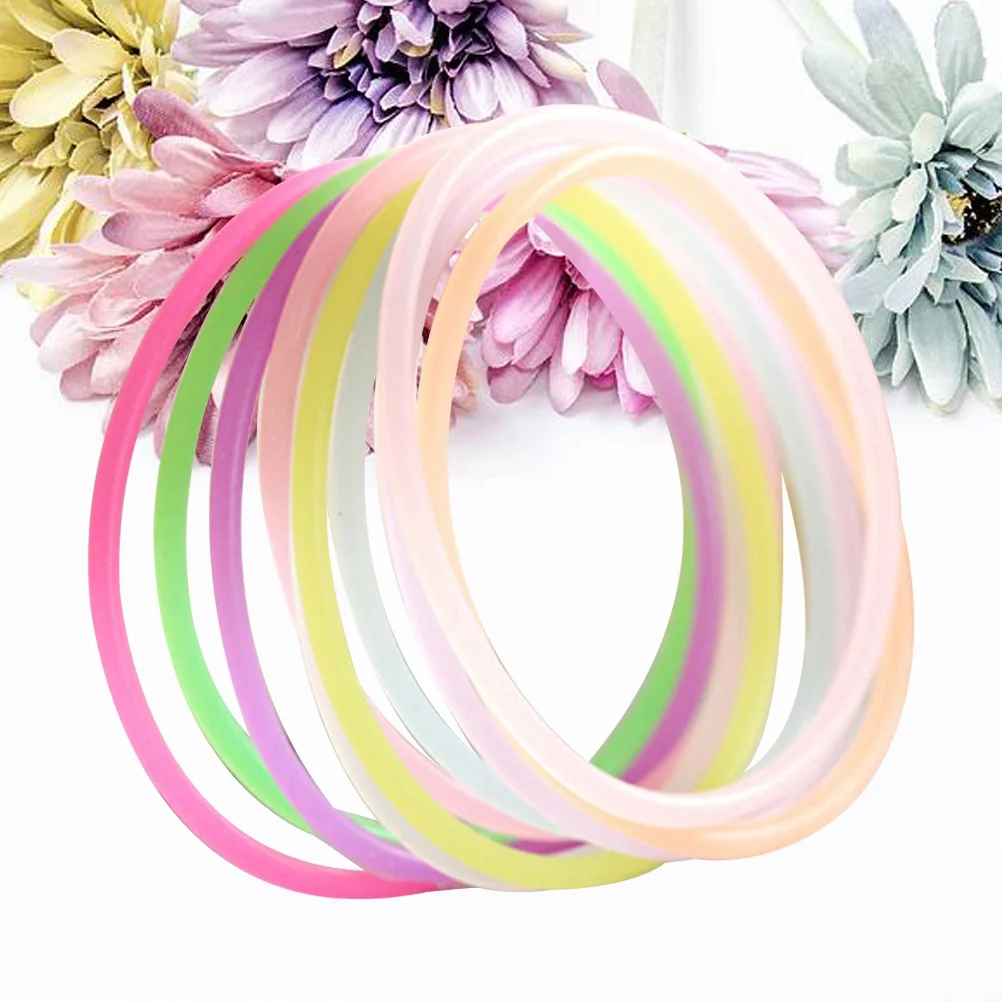 

50Pcs Fluorescent Neon Silicone Bracelets Assorted Colors Durable Party Favors Flourescent Bracelet Glow Bracelet