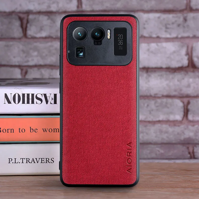 Luxury Textile Leather Case for Xiaomi mi 11 Ultra Soft TPU with Hard PC 3in1 material protection cover