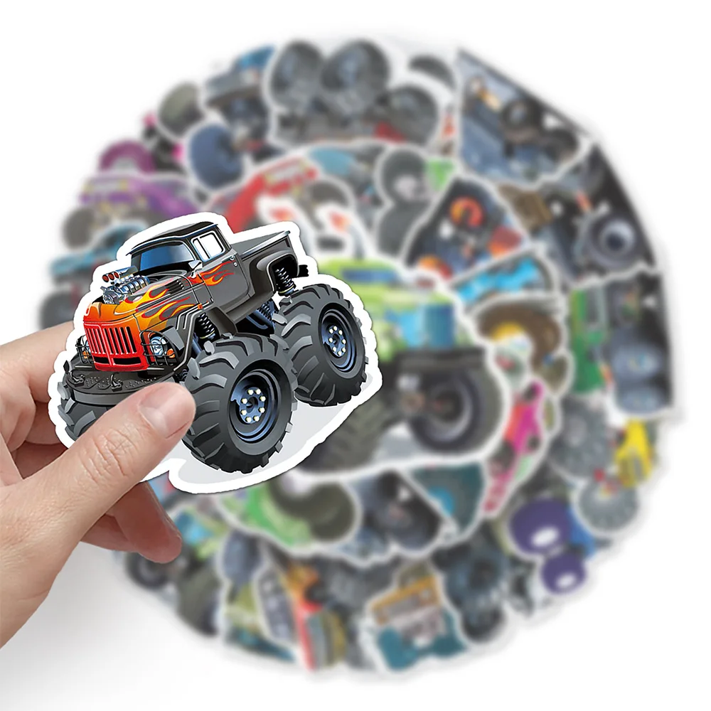 50PCS Monster Truck Sticker Truck Car Sticker Waterproof for Water Bottles Monster Truck Party Favors DIY Graffiti Sticker