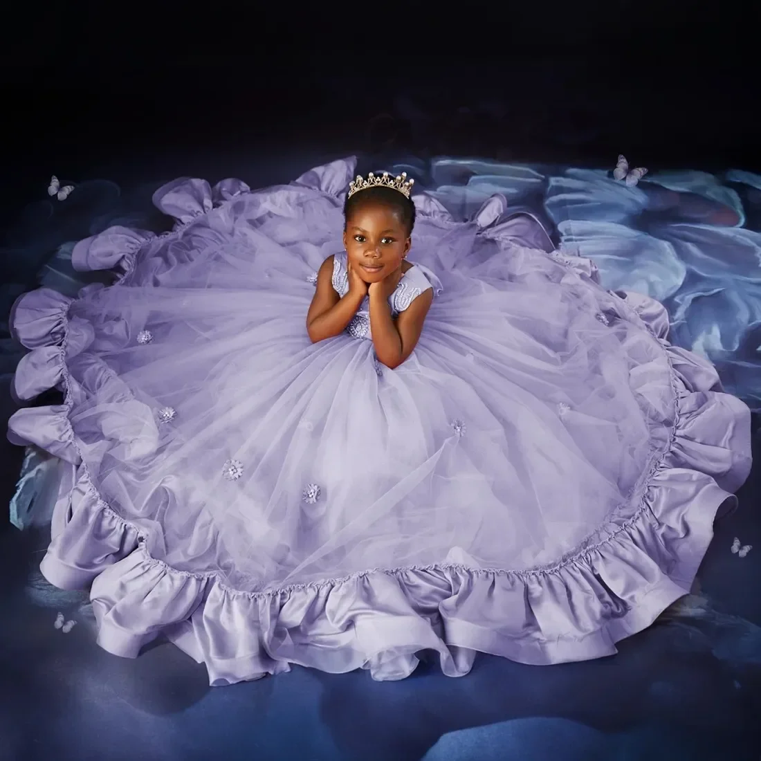 

Flower Girl DressesPurple Flower Girl Dresses For Wedding Crystal Sleeveless Girl Kids Birthday Party Princess First Communion G