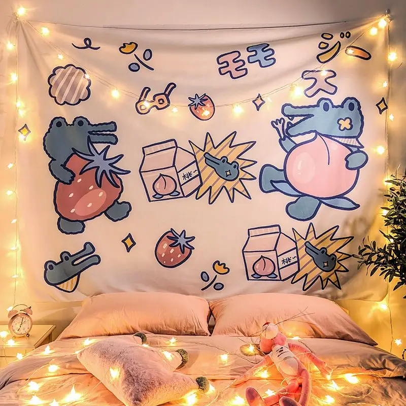 VIKAMA Cartoon Bear & Crocodile Tapestry Wall Hanging, 6 Designs, Wall Decor for Bedroom Living Room Dorm