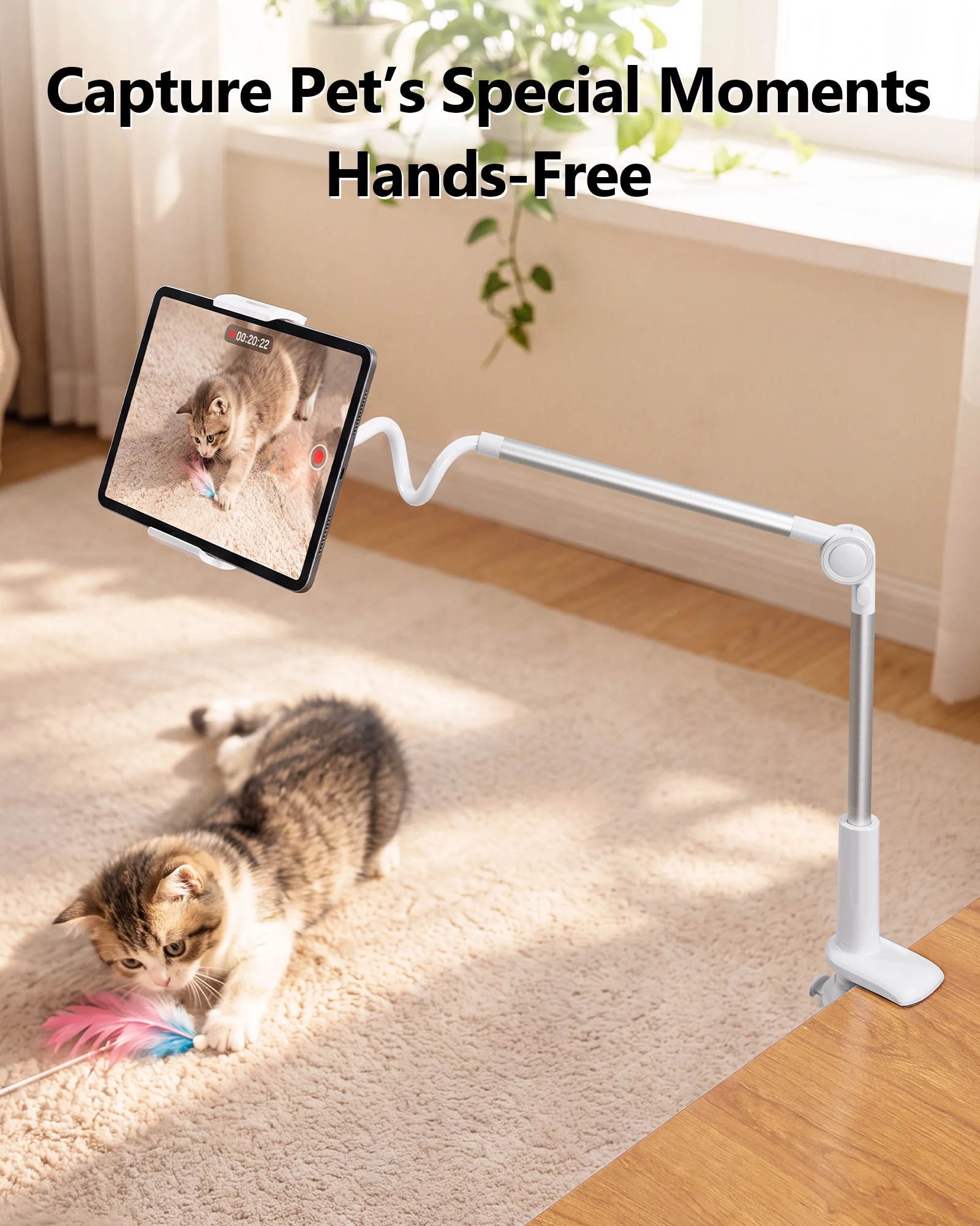 Eary Gooseneck Phone Holder for Bed Flexible Arm Tablet Stand for Desk Headboard 360°Cell Phone Mount for iPhone iPad Air Kindle