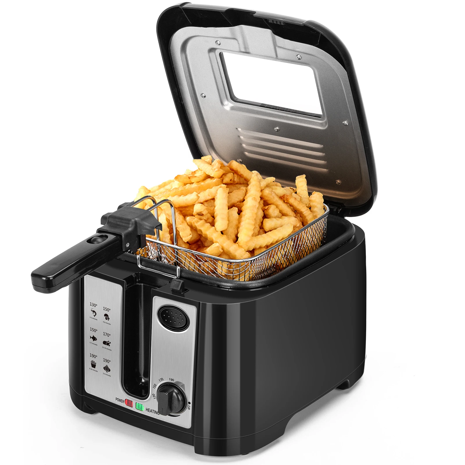 Freidora Aigostar con capacidad de 2,5 l, 1650 W, freidora sin BPA con ventana de visualización, control de temperatura y pantalla, negra