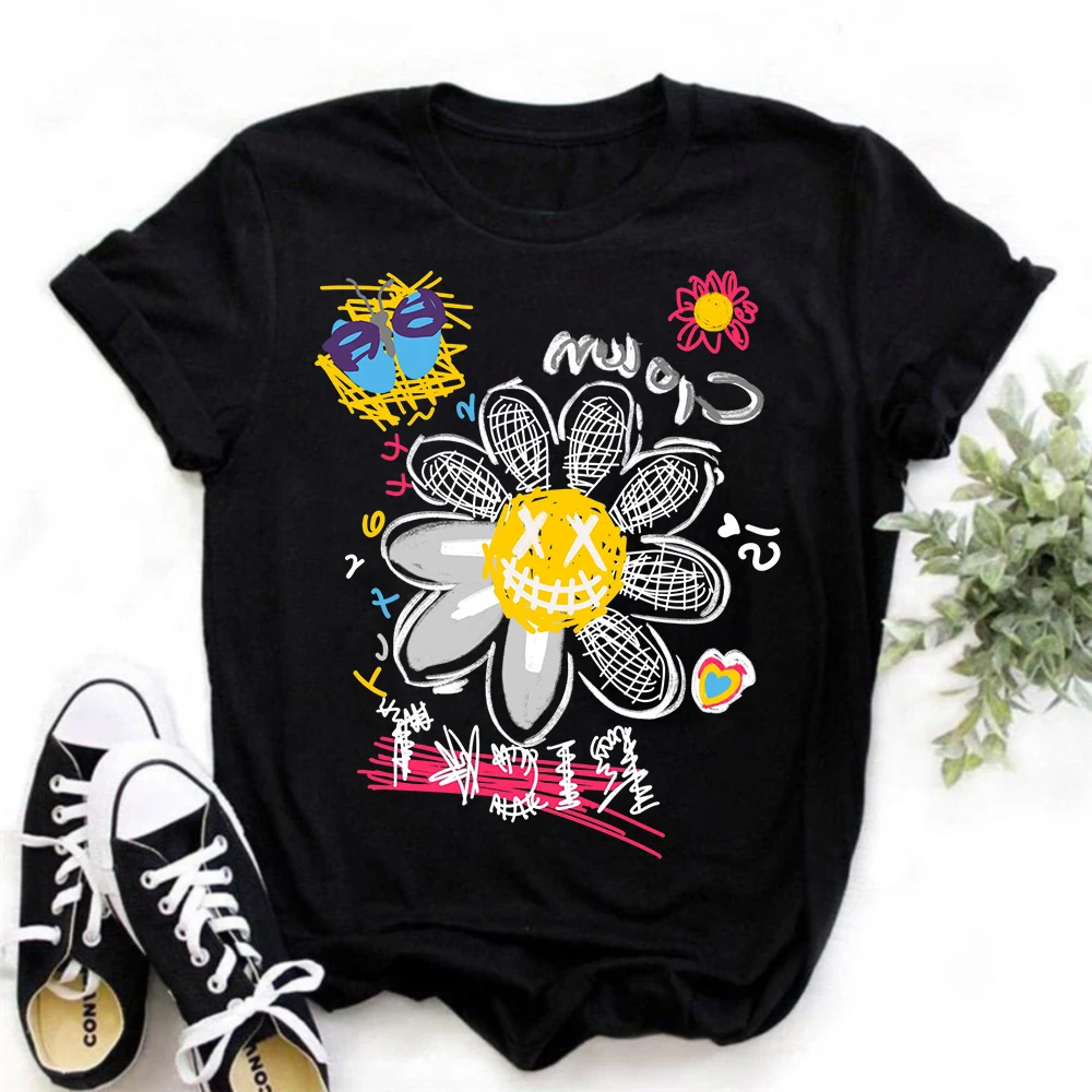 T-Shirt Be Cool Be Kind Retro Flower Shirt Inspiration Women Graphic T Shirts Short Sleeve Women Clothing  Y2k Top T Shirt