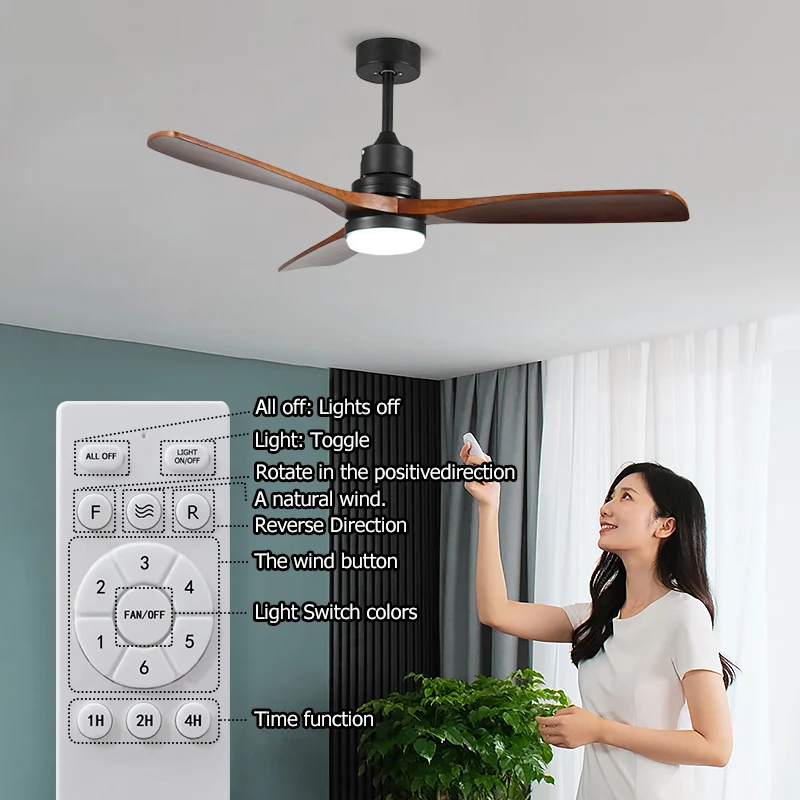 Ventilatore da soffitto moderno a Led con motore a corrente continua leggero ventilatori a 6 velocità ventilatore con telecomando a pavimento basso