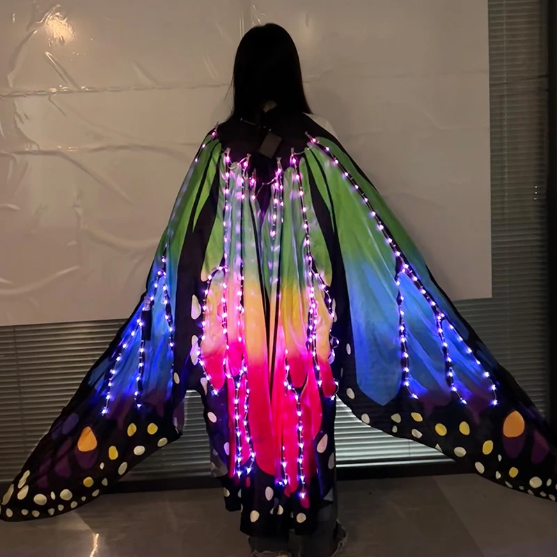 متوهجة LED الملونة قوس قزح فراشة أجنحة الرقص أزياء مسرحية ملحق الدعائم النساء الفتيات أجنحة الزخرفية #1