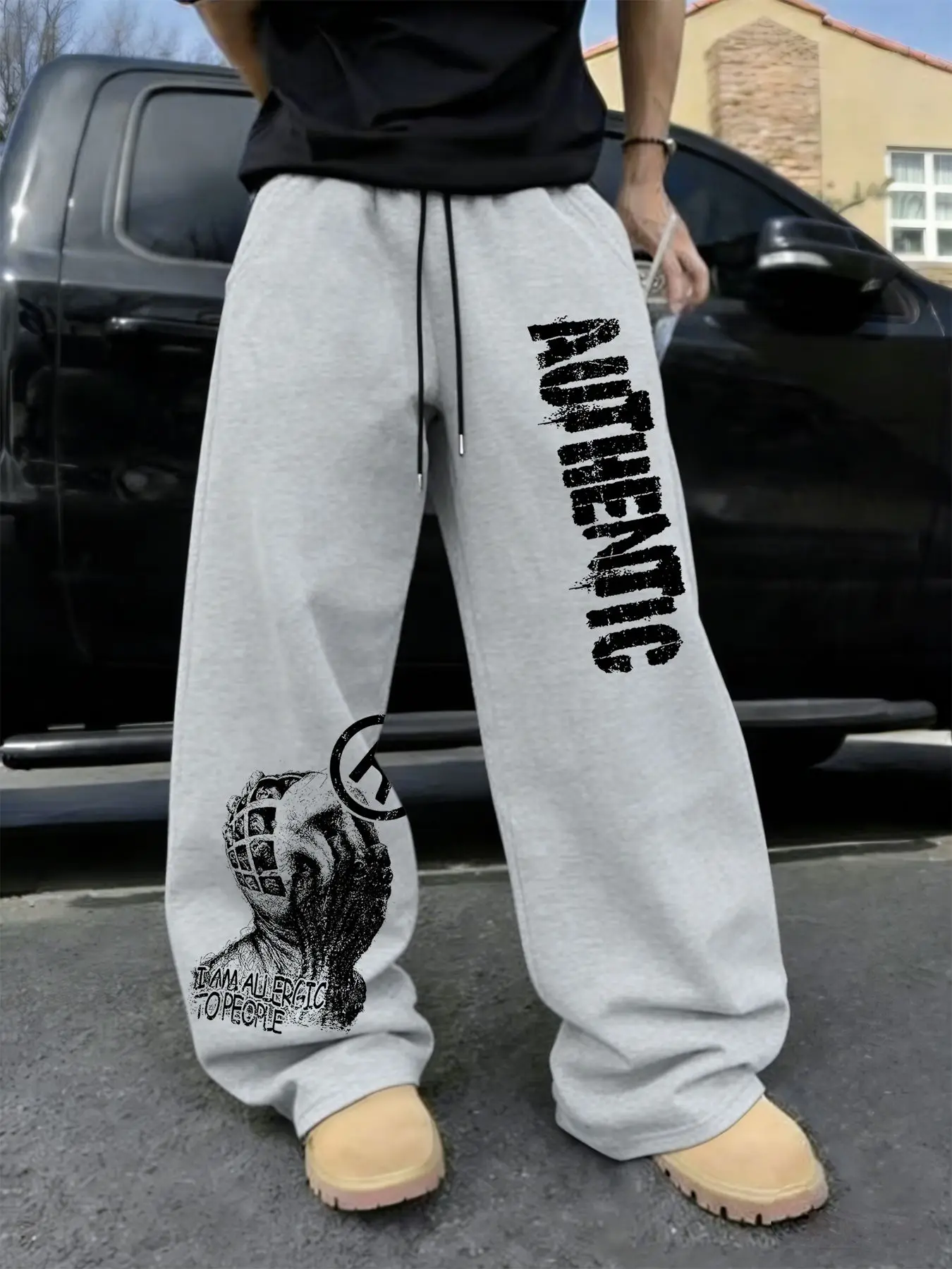 

Спортивные брюки прямого кроя с буквенным принтом, повседневный уличный стиль, удобная и дышащая ткань, подходят для весны и лета.