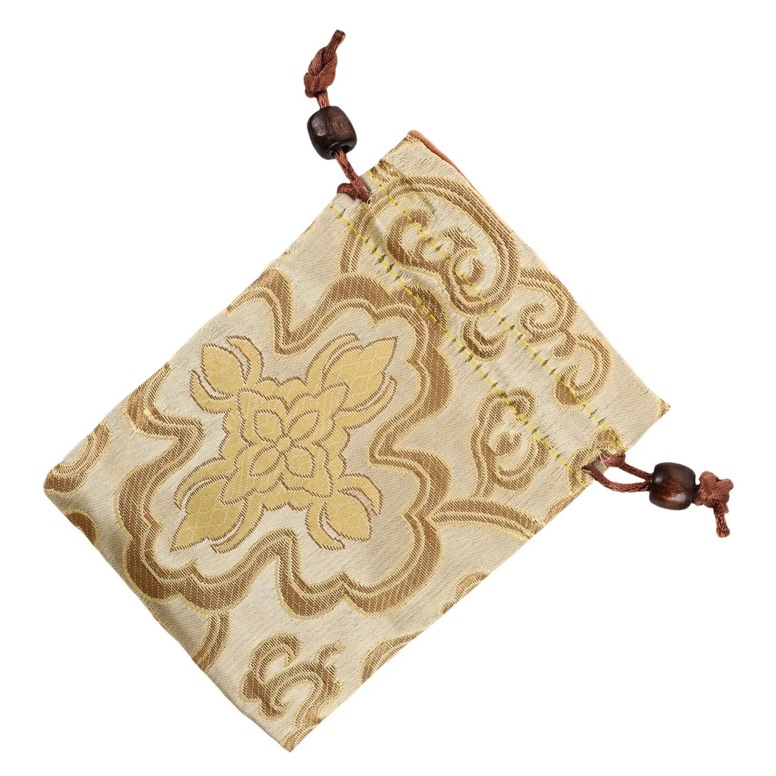Chinese Silk Brocade Embroidered Drawstring Pouch Bag Small Jewelry Storage Organizer for Singing Bowl Accessories Meditation