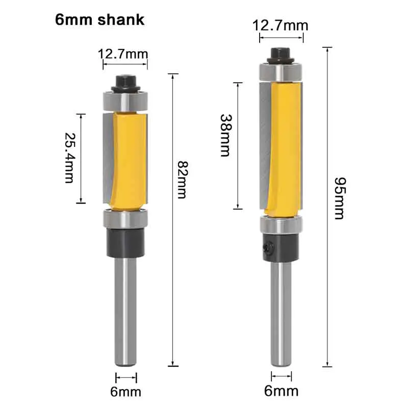 Imagem -03 - Flush Trim Router Bit Superior e Inferior Dual Bearing Bits Fresa Cnc para Madeira Carpintaria Cortadores de Corte mm 1pc