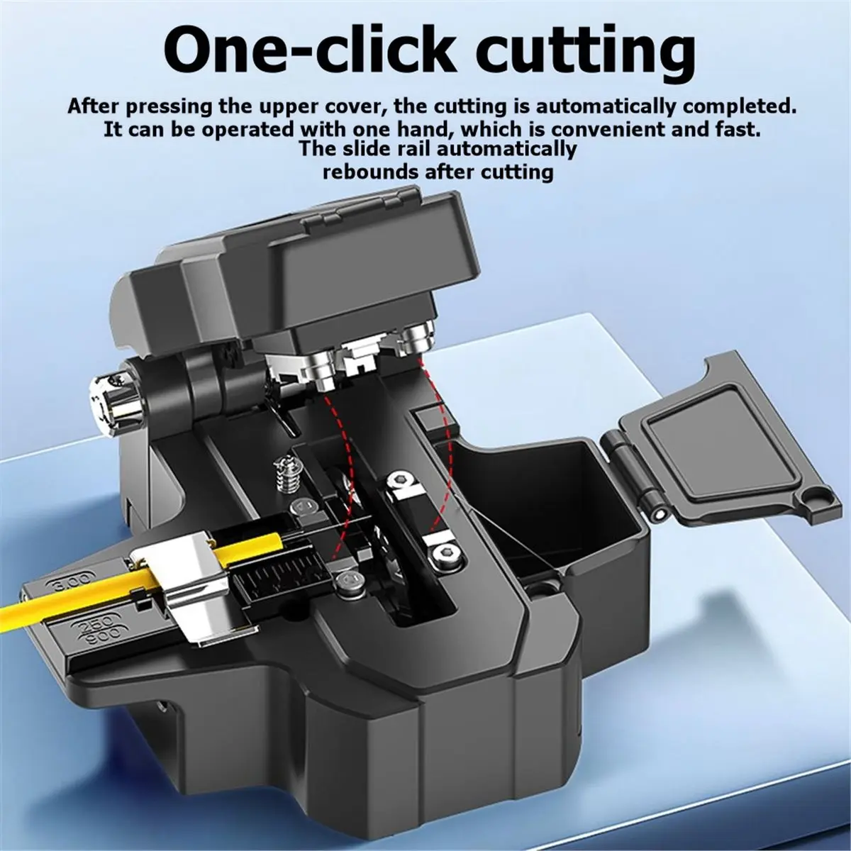 DT75BG VD-50 Fiber Optic Cutter Fusion Splicing Cleaver One-Step Fiber Cleaver Clamp for Patch Cord Drop Cable Bare Fiber