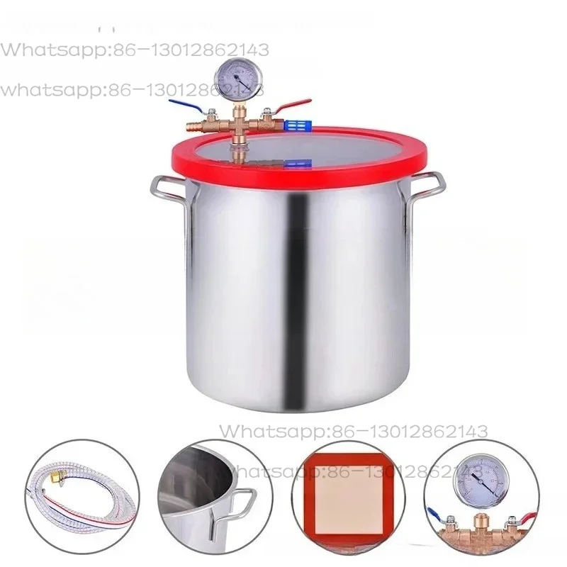 20L Vacuum Chamber Stainless Steel Vacuum Degassing Chamber Defoaming Barrel Dryer for Silicone Resin AB Adhesive