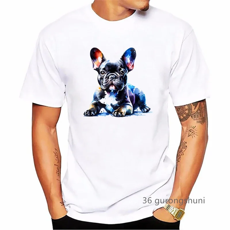 Funny French Bulldog Dog Animal Printed T Shirt Men Clothes 2024 Summer Fashion Tops Tee Shirt Homme Harajuku Kawaii Shirt