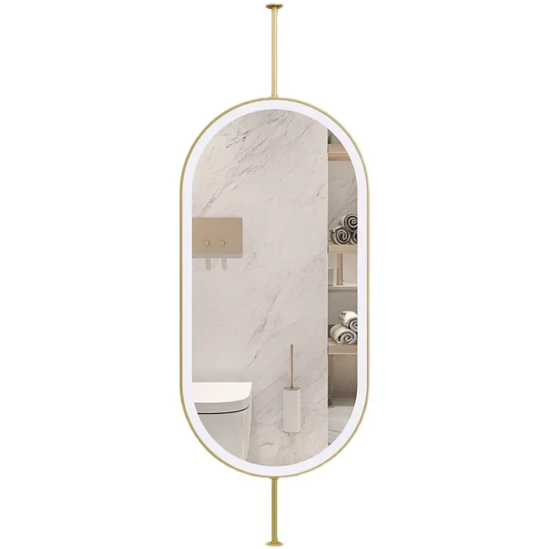 Pendurado espelho oval banheiro grande led sensor de luz espelho parede maquiagem cabeleireiro espelho para banheiro espelho