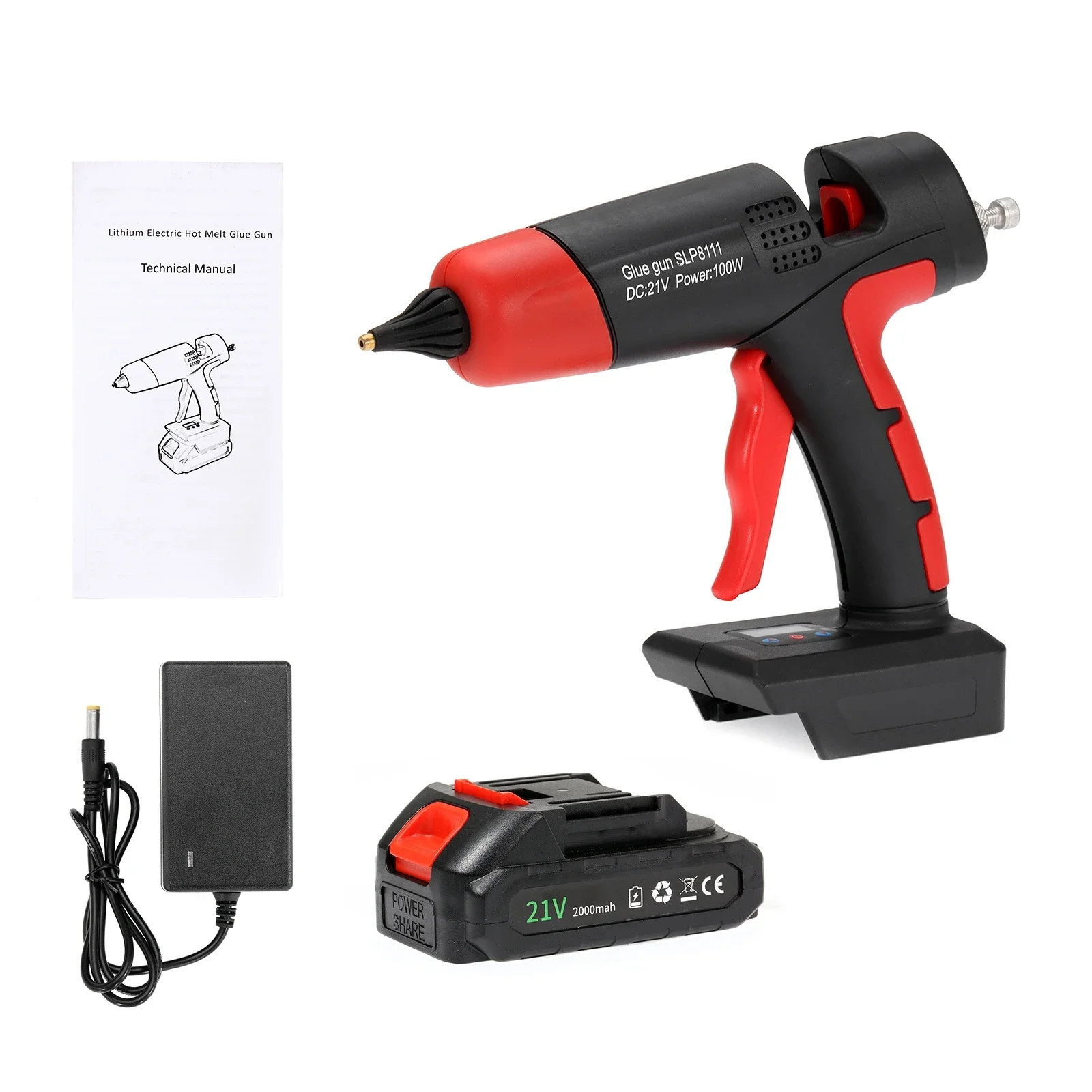 Lithium Electric Hot Fuse Glue Gun Temperature Control Digital Display Glue Gun with Battery Suitable for 11mm Glue Stick