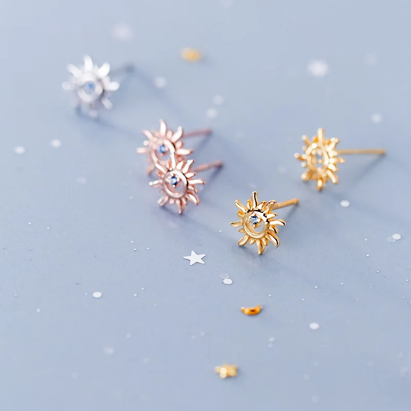 

925 Sterling Silver Sunflower Earrings, Hollow Out Design Dainty Floral Jewelry for Women, Elegant Birthday Holiday Gift