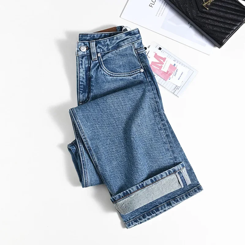 Street Fashion New Spring Trend Women Wash Loose Comfortable Simple Denim High Waist Straight Leg Wide Leg Pants Women's Jeans