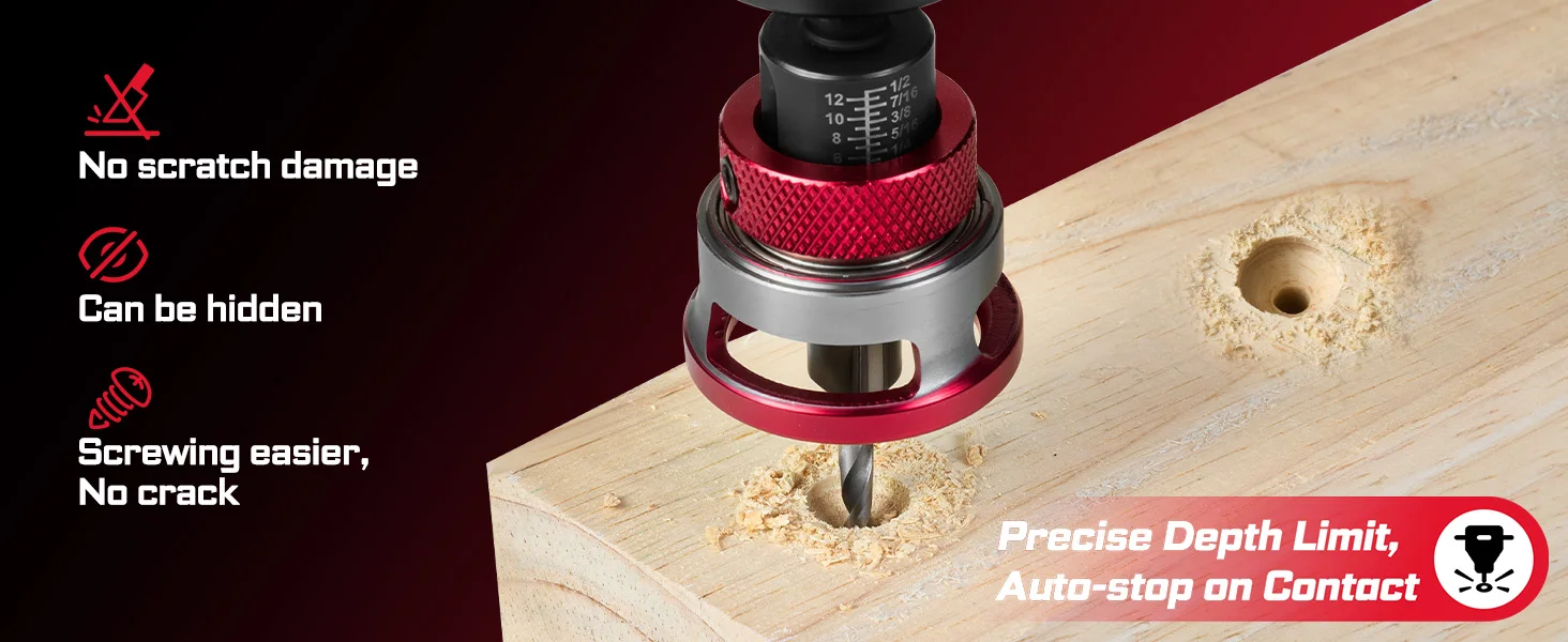 Geinxurn Countersink-Bohrerset (1/8"-1/2"), Präzisions-Fasen- und Senkwerkzeug – Detail 2