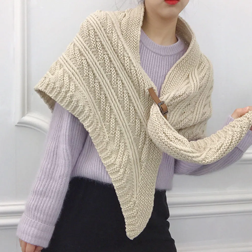 Winter Traveling Women Shawl Wedding Party Girls Solid Color Casual Neckerchief Polyester Cloak Female Poncho Beige