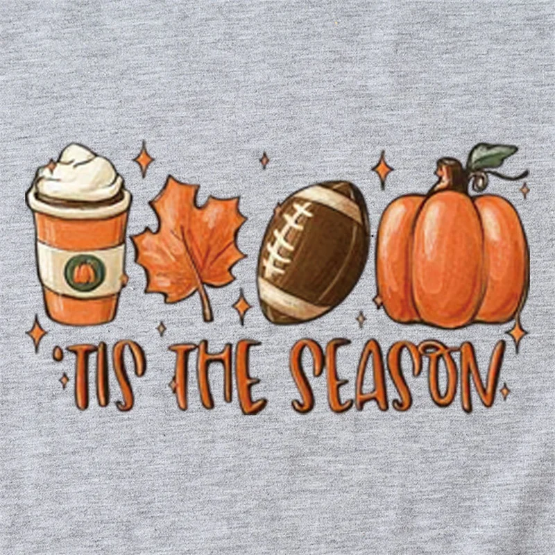 New summer cotton women's thin TIS THE SEASON letter print vintage round neck short sleeve casual loose T-shirt