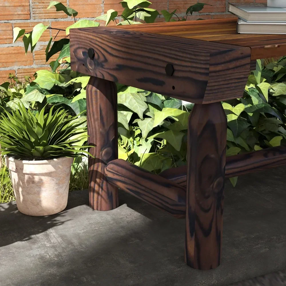 Wooden Garden Bench, Semicircular Round Outdoor Tree Bench, Wrap Around Park Bench, Brown