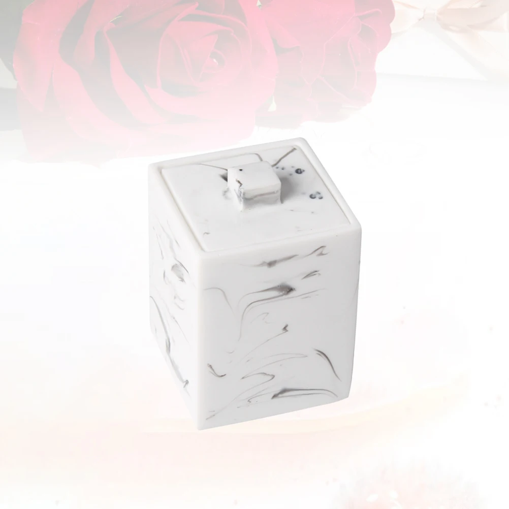 

Коробка для хранения из смолы, крышка, держатель для ватных тампонов, органайзер для зубочисток, банка для аптекарских изделий, ватная коробка для макияжа, домашний белый цвет