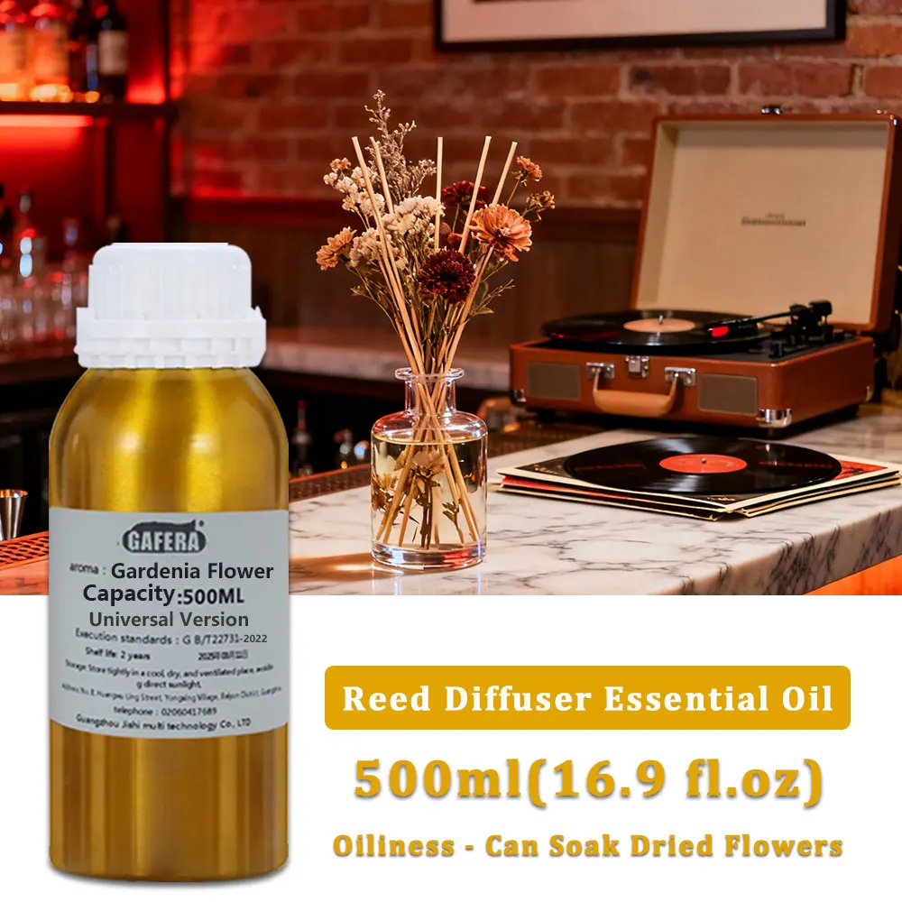 GAFERA 500ml (16.9 fl.oz) Gardenia Cedar Essential Oils, Diffuser Replenish Aroma Oil For Reed Diffuser, Flameless Aromatherapy