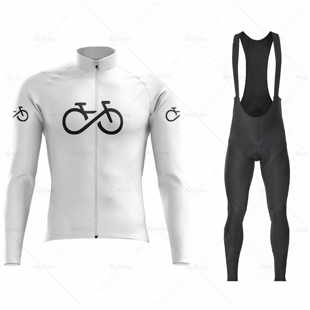 Summer White  Quick Dry Outdoor Team Riding Bike MTB Clothing  Men's Jersey Long Sleeve Set  Sportswear Suit Bicycle Bib Pants