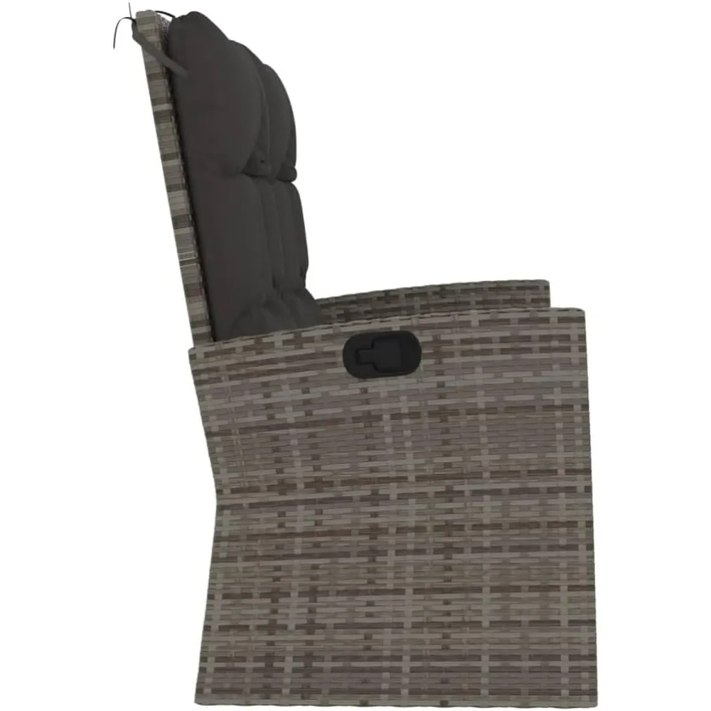 Reclining Patio Bench with Cushions Gray 46.5" Poly Rattan,Reclining Outdoor Bench with Cushions for Enhanced Comfort and Relaxa