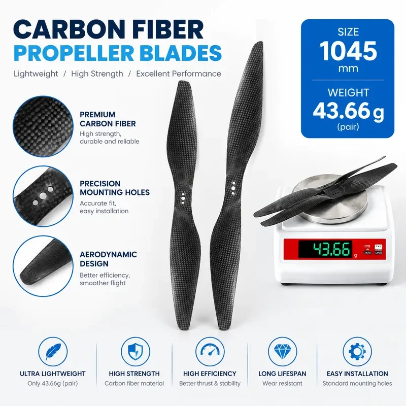 For TMOTOR 1455 Carbon Fiber Propeller 14 Inch Straight Blade Multi-rotor Drone Accessories Replacement Parts