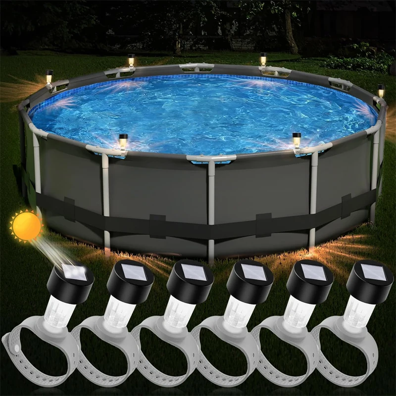 

Solar Pool Lights 6 Pack for Framed Above Ground Pools Waterproof Swimming Pool Accessories Outdoor Pool Decoration Night Light