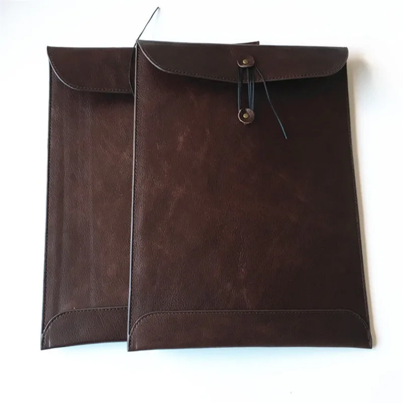 Cowhide reddish brown business folder file bag