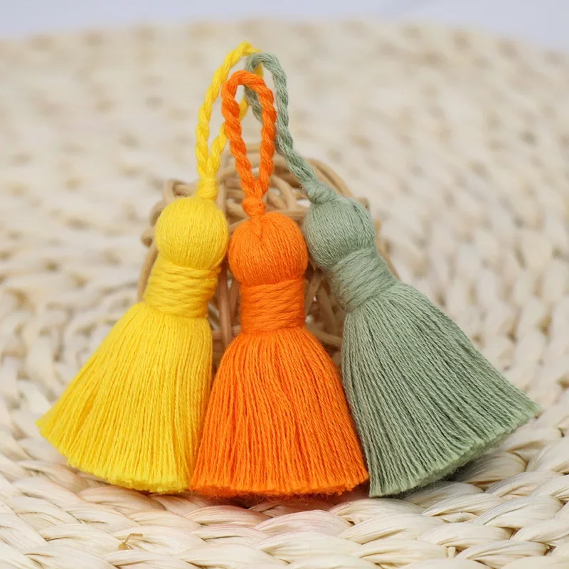 5/10Pcs 8cm Chunky Cotton Tassel with Hanging Loop Bookmarks Tassel Cotton Thread Small Tassels DIY Crafts Jewelry Making Decor