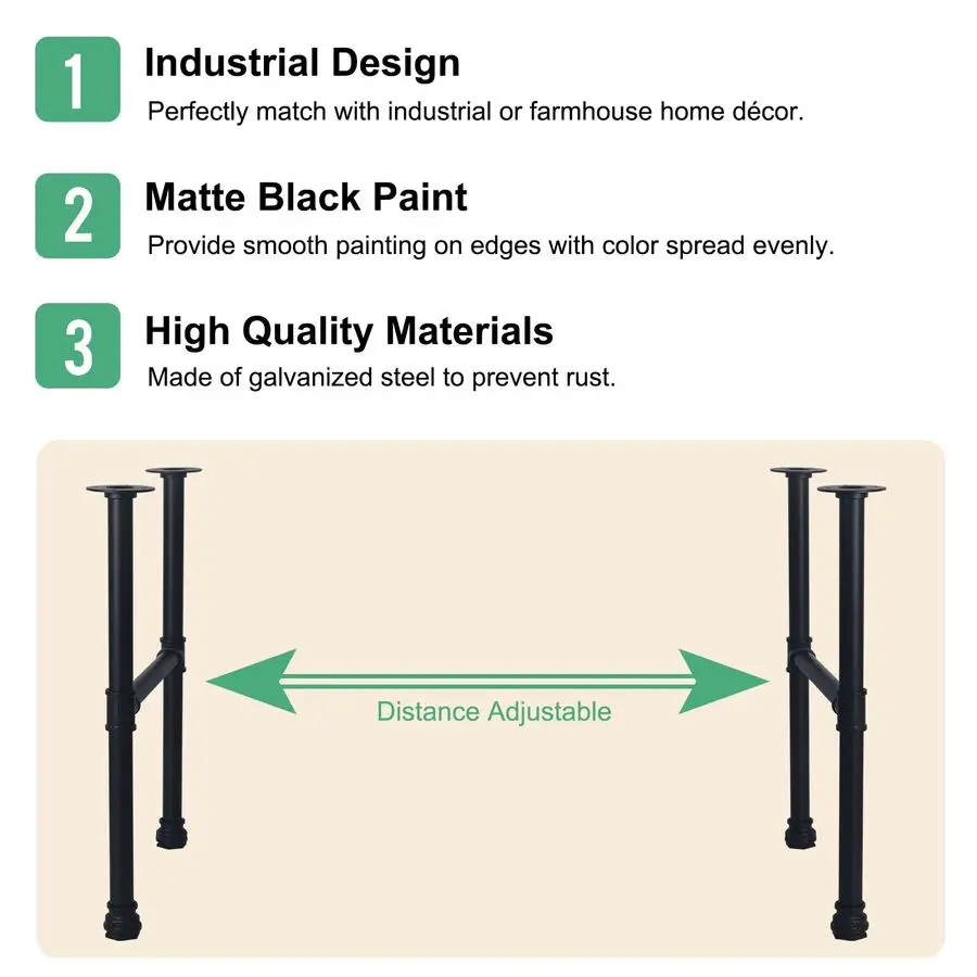 28 Inch Industrial Pipe Legs, Rustic Iron Legs for Custom Tables and Furniture, DIY Heavy Duty Metal Legs for Farmhouse Home De 4