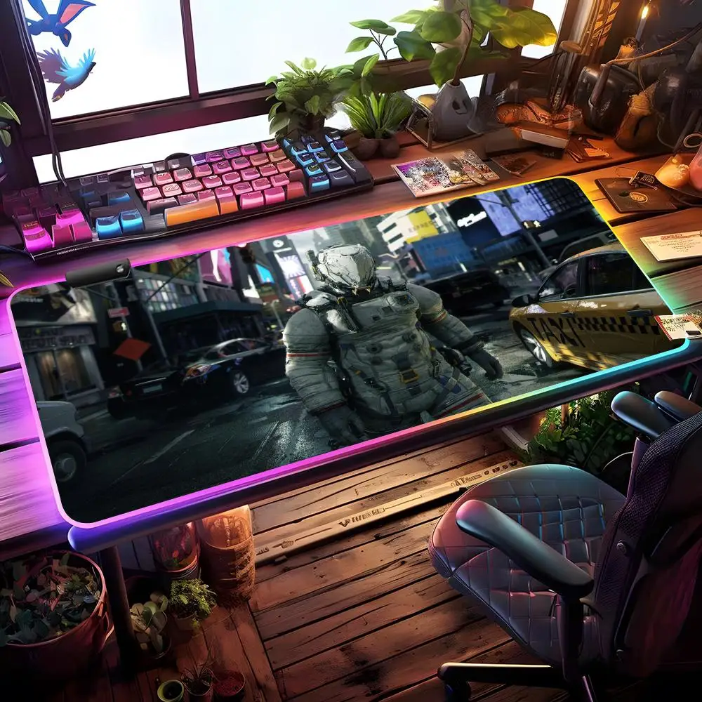 

Игровой коврик для мыши Pragmata White RGB, настольный коврик для геймеров, большой HD-коврик с LED-подсветкой, XXL-коврик для мыши