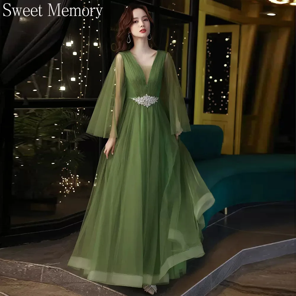 

N11135 Girls Women Evening Dress Gown Green Prom Clothes Sweet Memory Elegant Women's Banquet Performance Costume Party Dresses