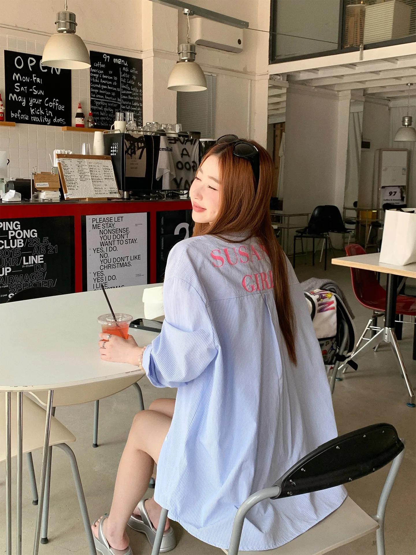 

Loose Casual Style Shirt Letter Print Back Design Summer New Outerwear Top Women's Fashion Sun Protection Long Sleeve Polyest...