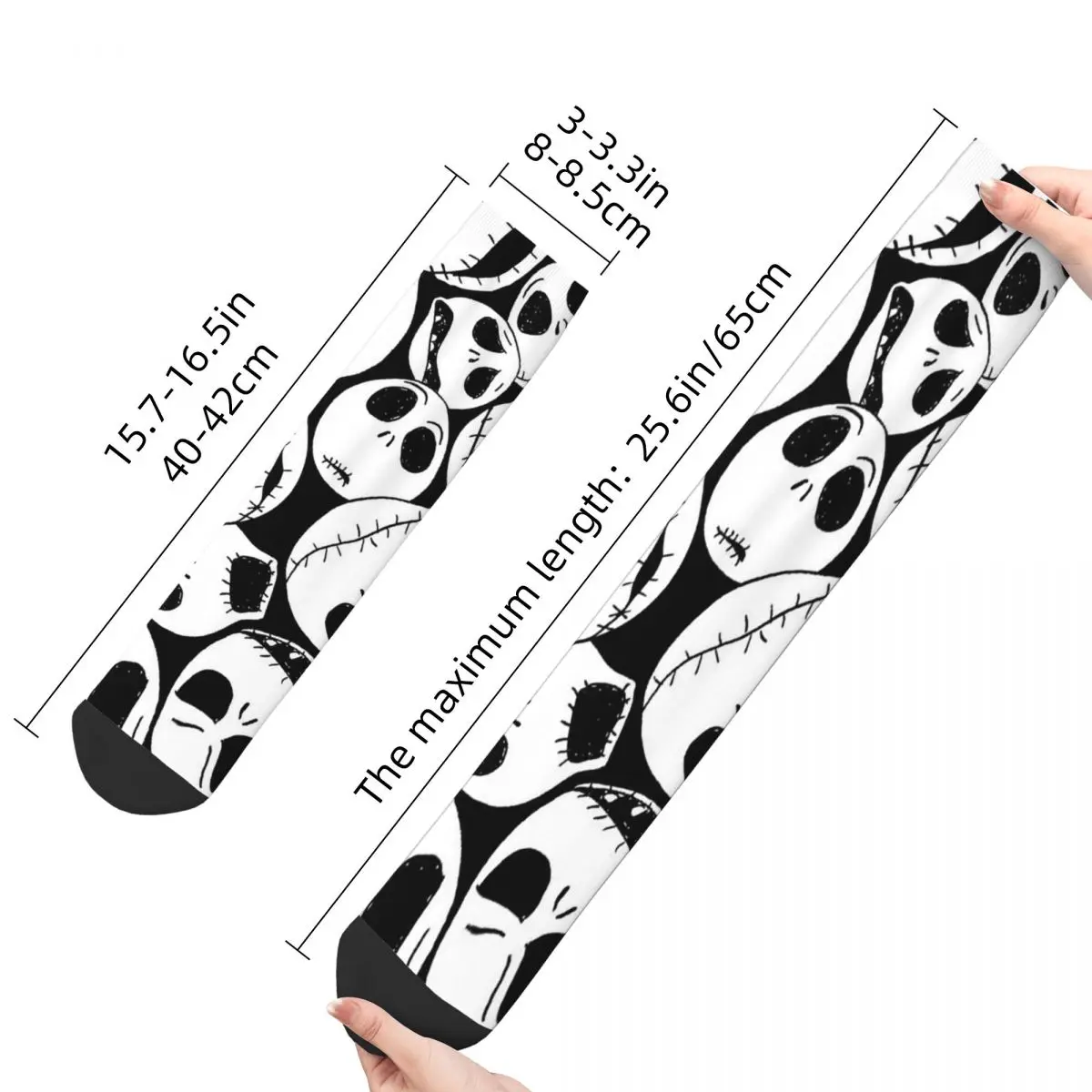 Crazy Sock for Men Pattern Halloween Hip Hop Harajuku Skeleton Skull Bone Pattern Printed Boys Crew Sock Casual Gift