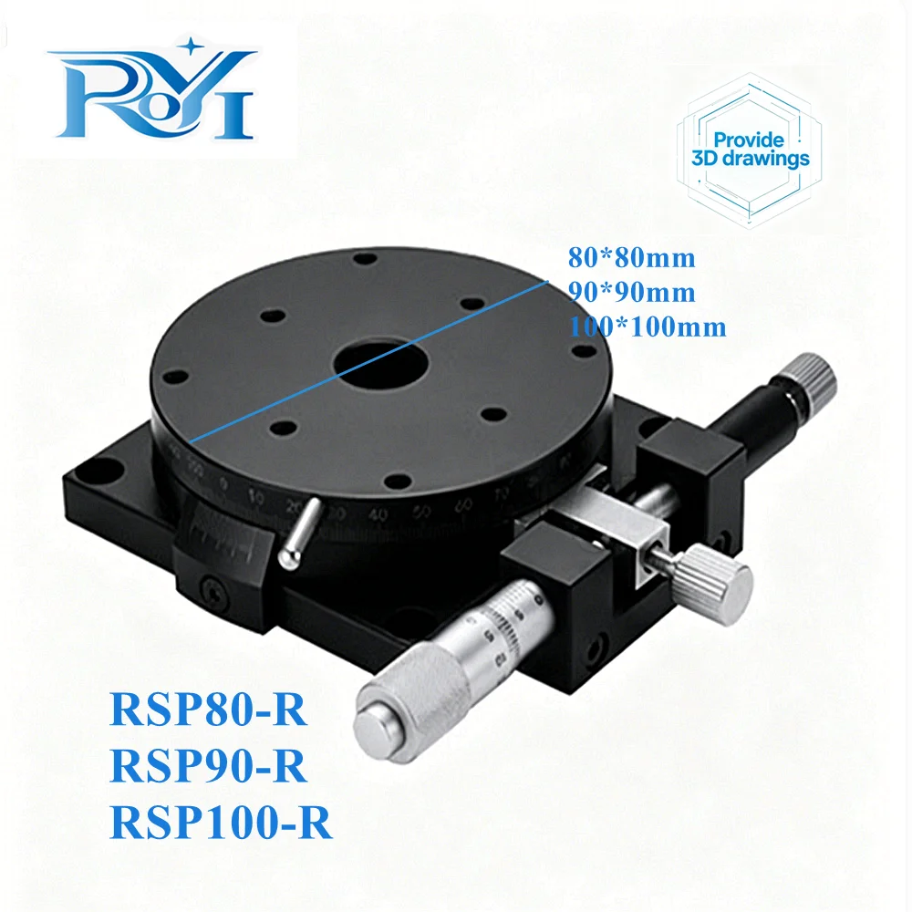 R Axis 80-100mm RSP80-L/R RSP90-L/R RSP100-L/R 360 Degree High Precision Rotary Sliding Table Angle Manual Adjustment Platform
