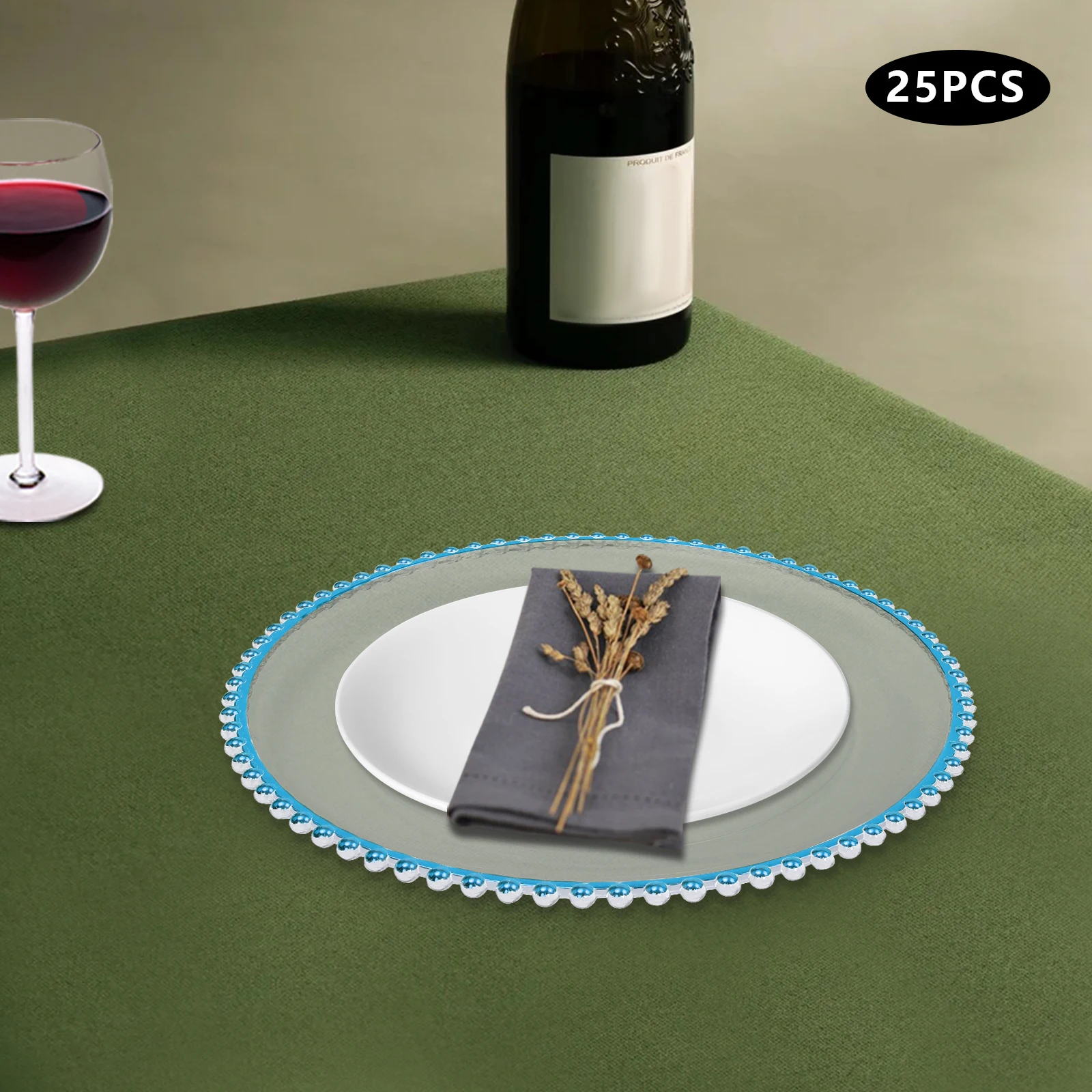 

Clear Plastic Charger Plates 32cm - 25 Pack Disposable Dinner Plates for Wedding, Party, Event Decor, Elegant Table Setting