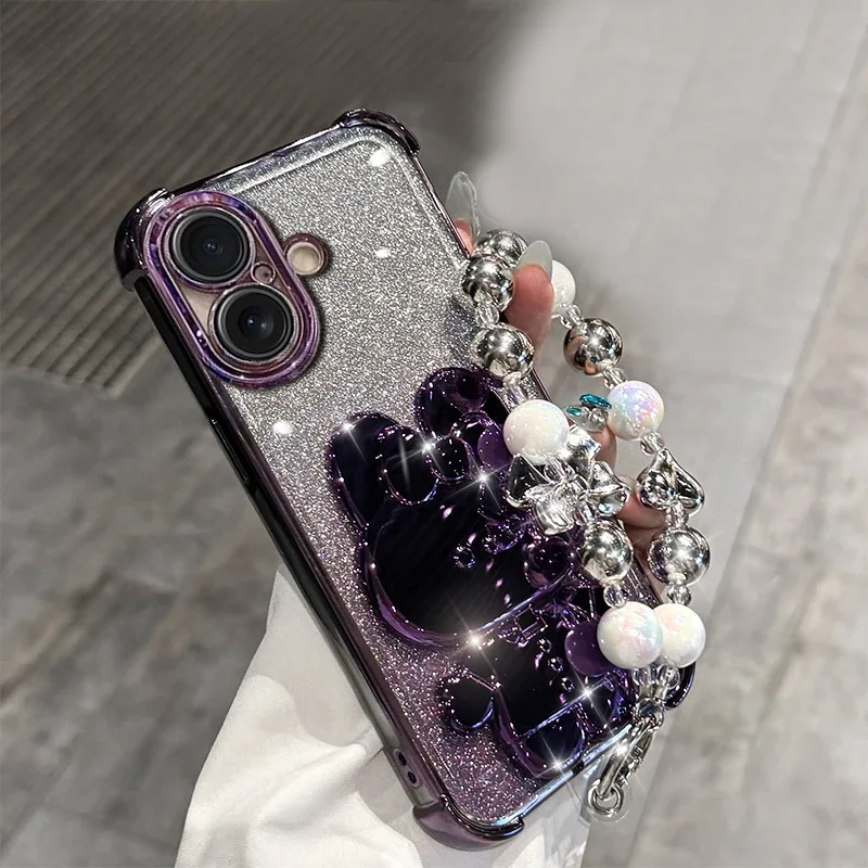 Bracket Bracelet Shockproof Glitter Plating Case For Samsung Galaxy A16 A06 A15 A25 A35 A55 A05 A04 A14 A24 A34 A54 4G 5G Cover