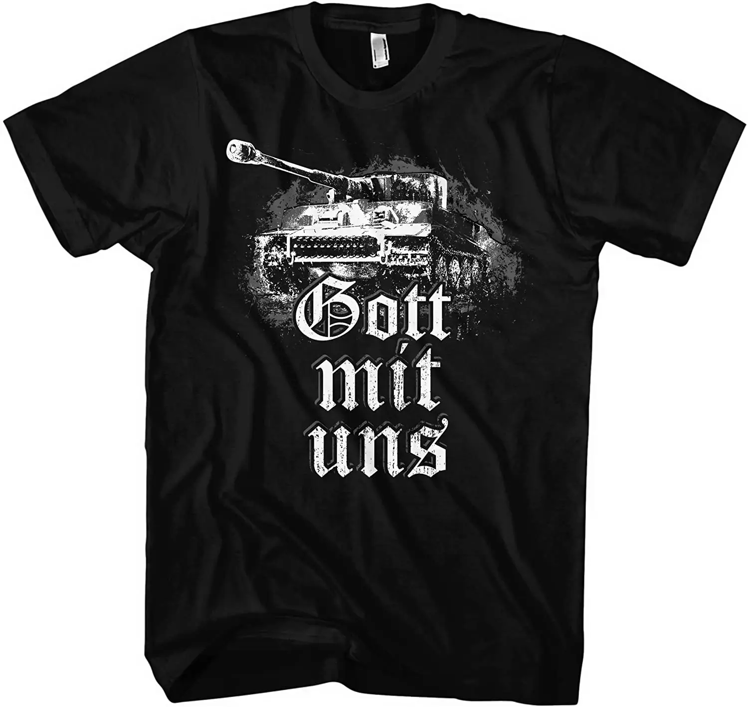 Gott Mit Uns. Wehrmacht Panzer VI Deutsches Tiger-Panzer-T-Shirt aus dem Zweiten Weltkrieg. Kurzärmliges, lässiges T-Shirt aus 100 % Baumwolle, lockeres Oberteil, S-3XL