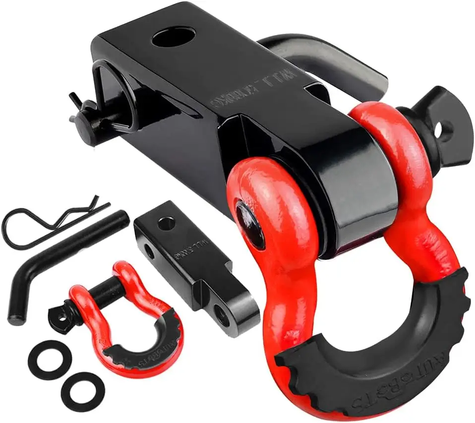 

2" Tow Hitch Receiver, 45,000 Lbs Break Strength with 5/8" Pin & 3/4 D Ring Shackle for Truck Trailer Recovery Off-Road