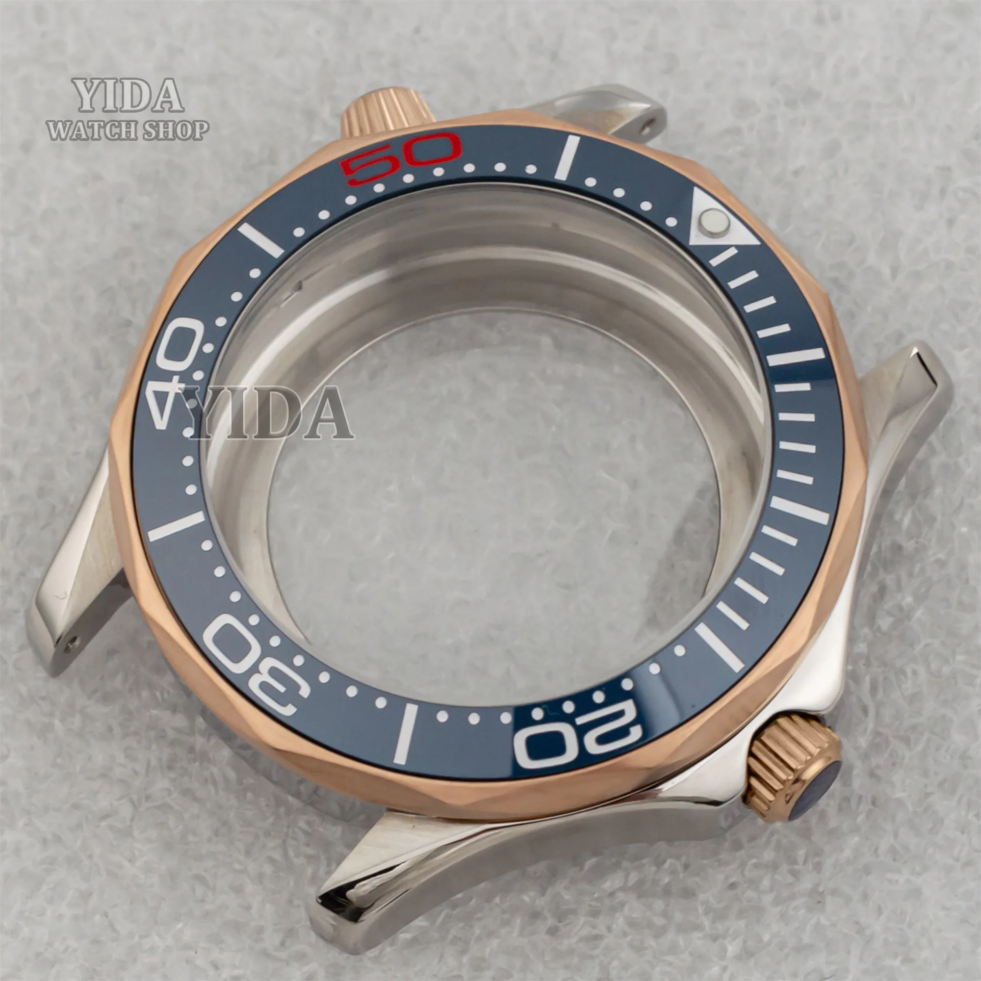 

NH35 Watch Case 41mm Rose Gold Stainless Steel Seamaster 300 Case 10ATM Waterproof fit NH35 NH36 Automatic Movement MOD Parts