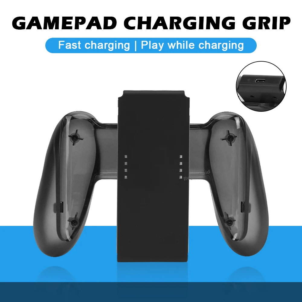 Original Clear Black Charge Grip For Switch Handle Grip Holder Charging Handgrip For Nintend Switch OLED JoyCons Controller Grip