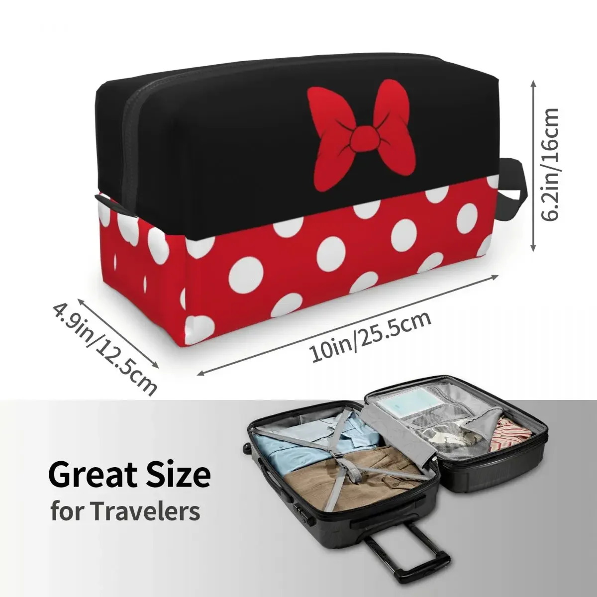 Custom Cartoon Minnie Toiletry Bag for Women Animated Polkadots Cosmetic Makeup Organizer Lady Beauty Storage Dopp Kit Case