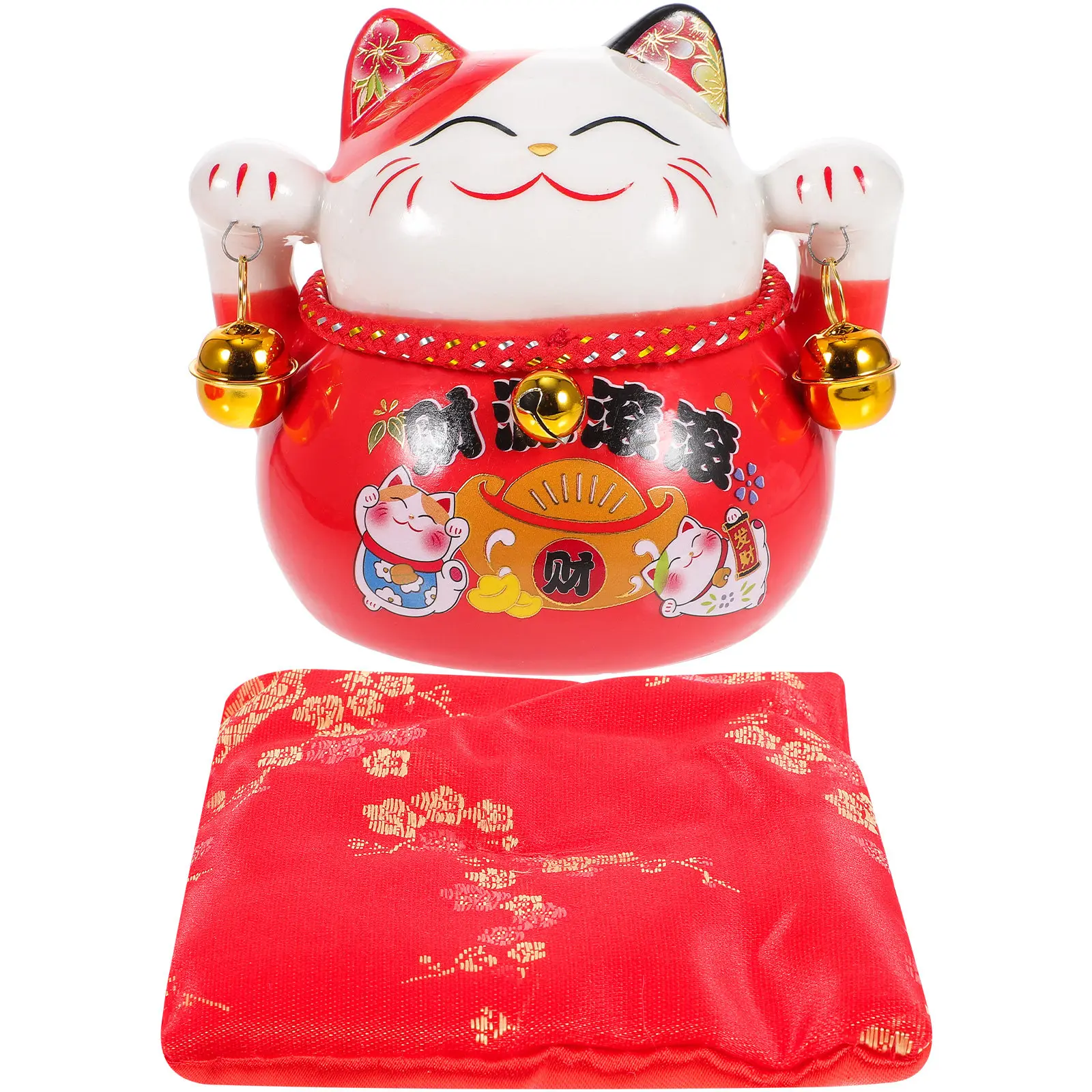 Lucky Cat Ceramic Piggy Bank Exquisite Handcrafted Coin Container Desktop Saving Bank for Business Opening Home Decor